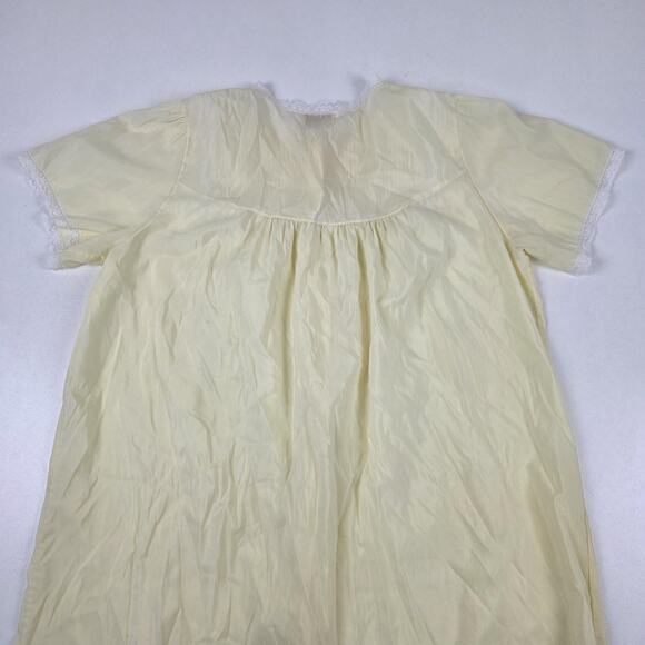 Vintage Barbizon Nightgown Womens Large Yellow Lace Trim Button Front Sleepwear - Picture 9 of 9